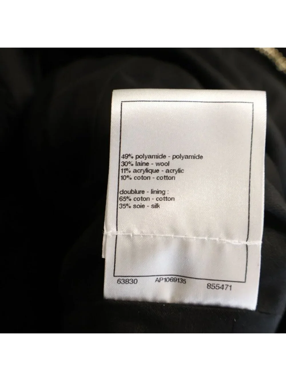 Chanel Tweed Jacket Crystal Button Double Breasted Black